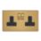 Varilight  13A 2-Gang 2-Pole Switched Socket Brushed Brass  with Black Inserts
