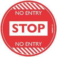 Medichief "Stop No Entry" Floor Sticker 300 x 300mm 5 Pack