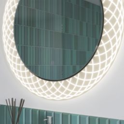 Sensio Spiro Round Illuminated Etched Bathroom Mirror With 1728lm LED Light 800mm x 800mm