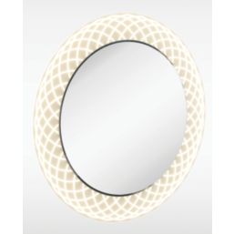 Sensio Spiro Round Illuminated Etched Bathroom Mirror With 1728lm LED Light 800mm x 800mm
