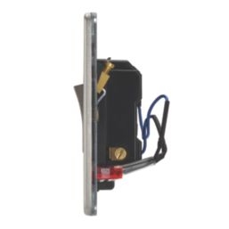 Contactum Lyric 13A Switched Fused Spur & Flex Outlet with Neon Brushed Steel with Black Inserts