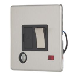 Contactum Lyric 13A Switched Fused Spur & Flex Outlet with Neon Brushed Steel with Black Inserts