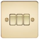 Knightsbridge  10AX 3-Gang 2-Way Light Switch  Polished Brass
