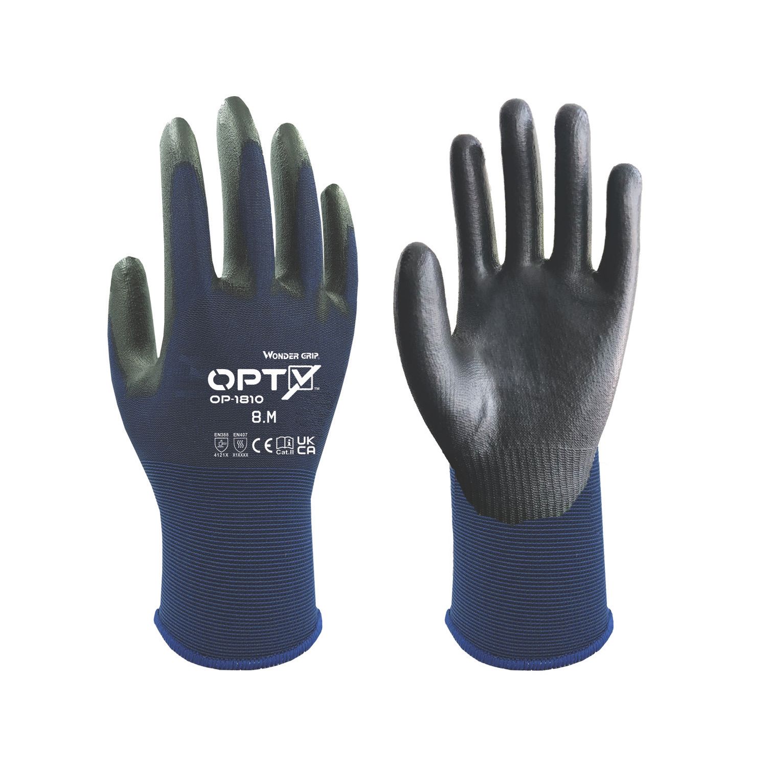 Wonder Grip OP-1810 Opty General Handling Gloves Blue Medium (437VJ)