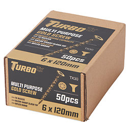 Turbo TX  TX Double-Countersunk Self-Drilling Multipurpose Screws 6mm x 120mm 50 Pack