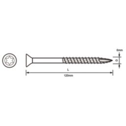 Turbo TX  TX Double-Countersunk  Multipurpose Screws 6mm x 120mm 50 Pack