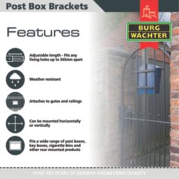 Burg-Wachter Adjustable Mounting Bracket Black 350mm x 10mm x 30mm