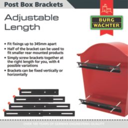 Burg-Wachter Adjustable Mounting Bracket Black 350mm x 10mm x 30mm