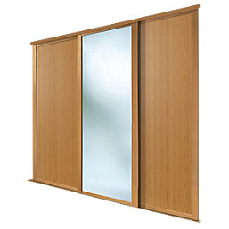 Spacepro Shaker 3-Door Sliding Wardrobe Doors Oak Frame Oak / Mirror Panel 2592mm x 2260mm
