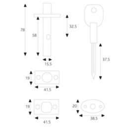 ERA  Brass Concealed Door Security Bolts 78mm Brass 2 Pack