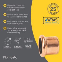 Flomasta  Copper Press-Fit M-Profile Stop Ends 22mm 2 Pack