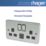 Hager Sollysta WRSS82BSB-USBCC 13A 2-Gang 2P+E Switched Socket + 3.1A 27W 2-Outlet Type C USB Charger Brushed Steel with Black Inserts