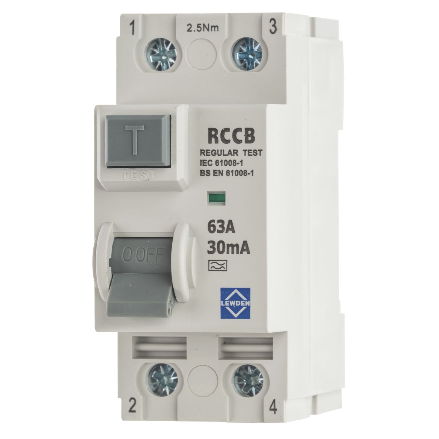 Lewden 63A 30mA 1+N A Curve RCCB (438HM)