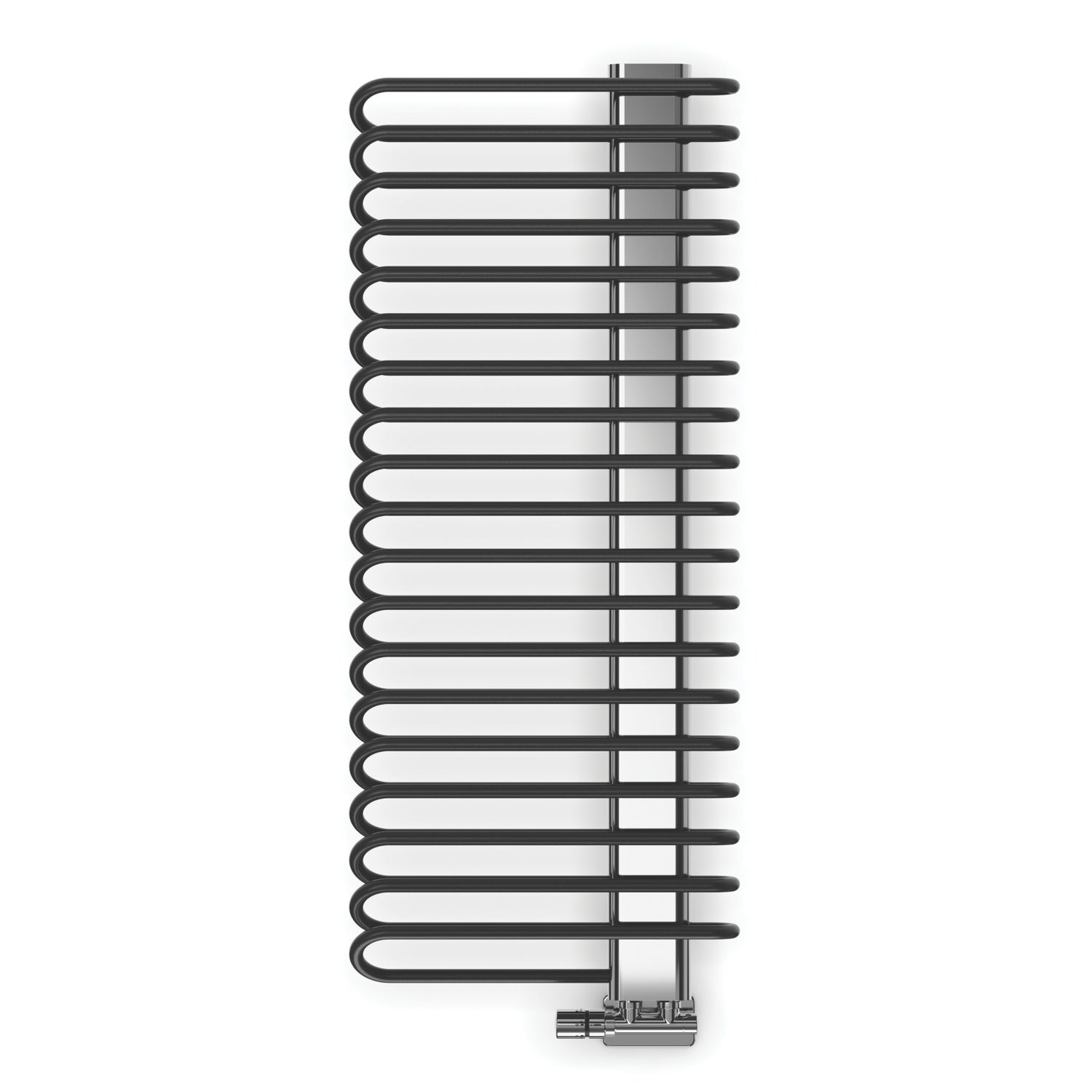 Terma 1200mm x 500mm 2460BTU Black / Chrome Curved Designer Towel Radiator (438HR)