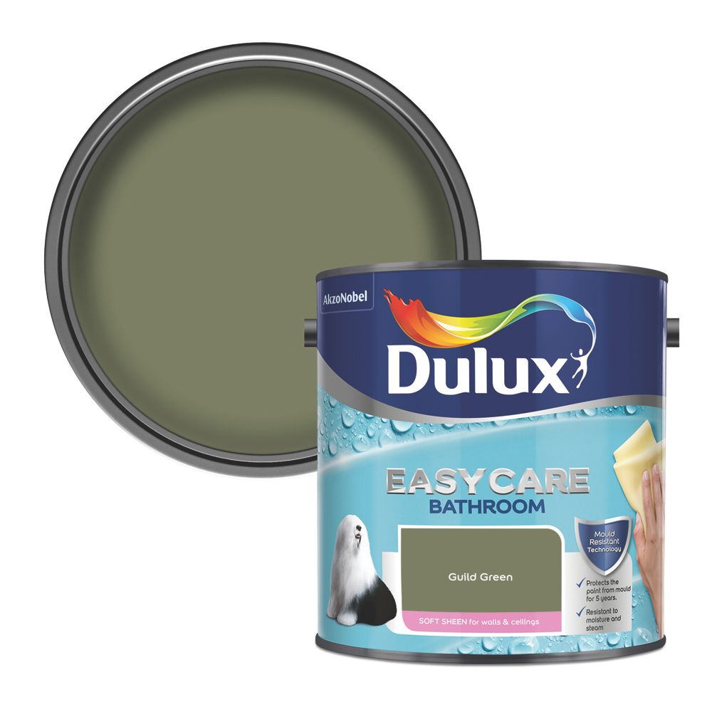 Dulux Easycare 2.5Ltr Guild Green Soft Sheen Emulsion Bathroom Paint Screwfix