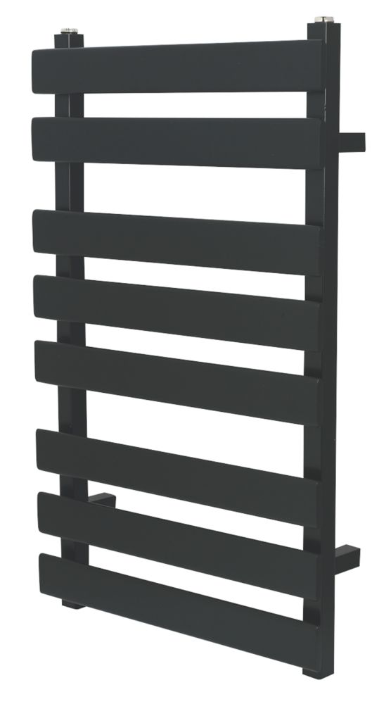 Towelrads Perlo Flat-Fronted Designer Towel Radiator 800m x 500mm Black  1358BTU - Screwfix