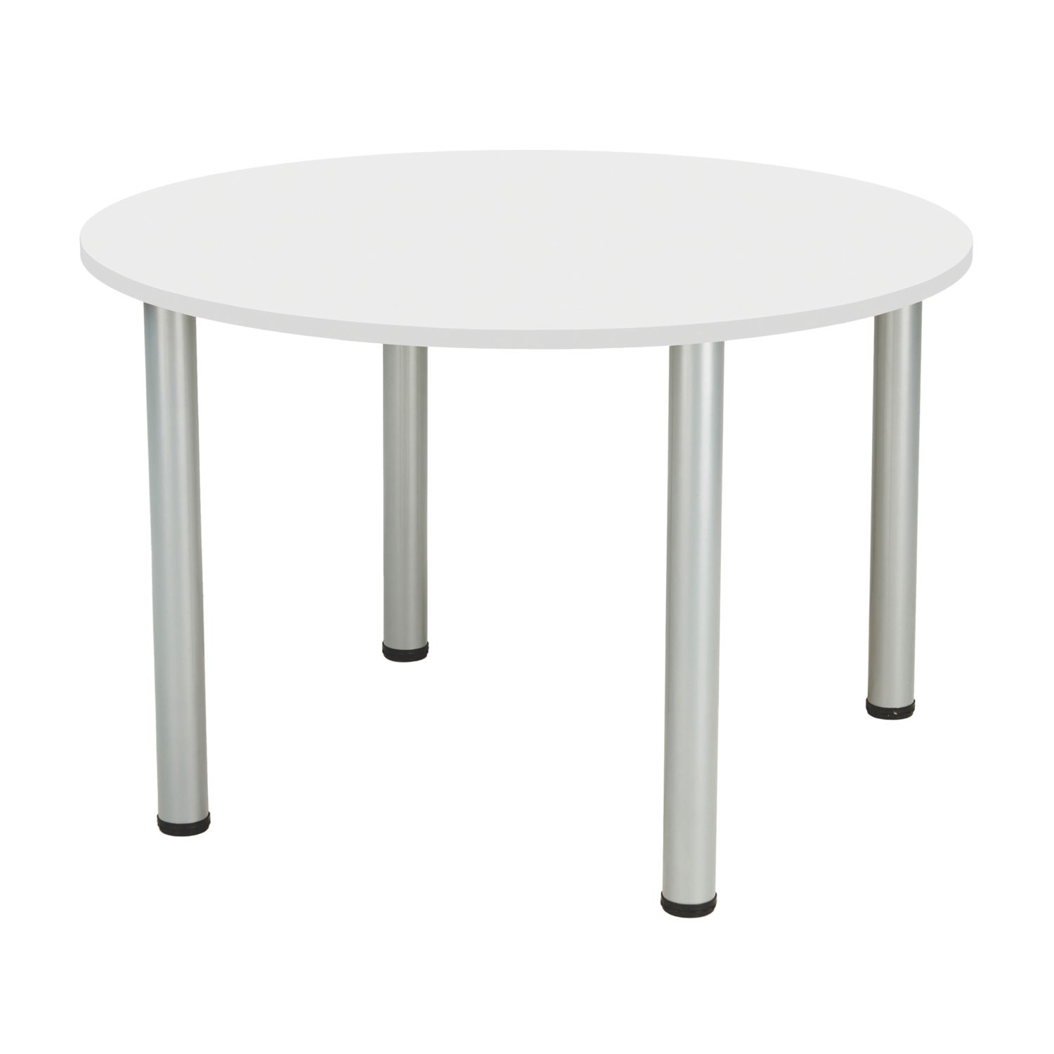 TC Group One Fraction Plus Round Meeting Table White/Silver 1000mm x 1000mm (438TT)