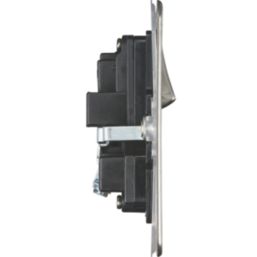 Knightsbridge  13A 2-Gang DP Switched Double Socket Brushed Chrome  with Black Inserts