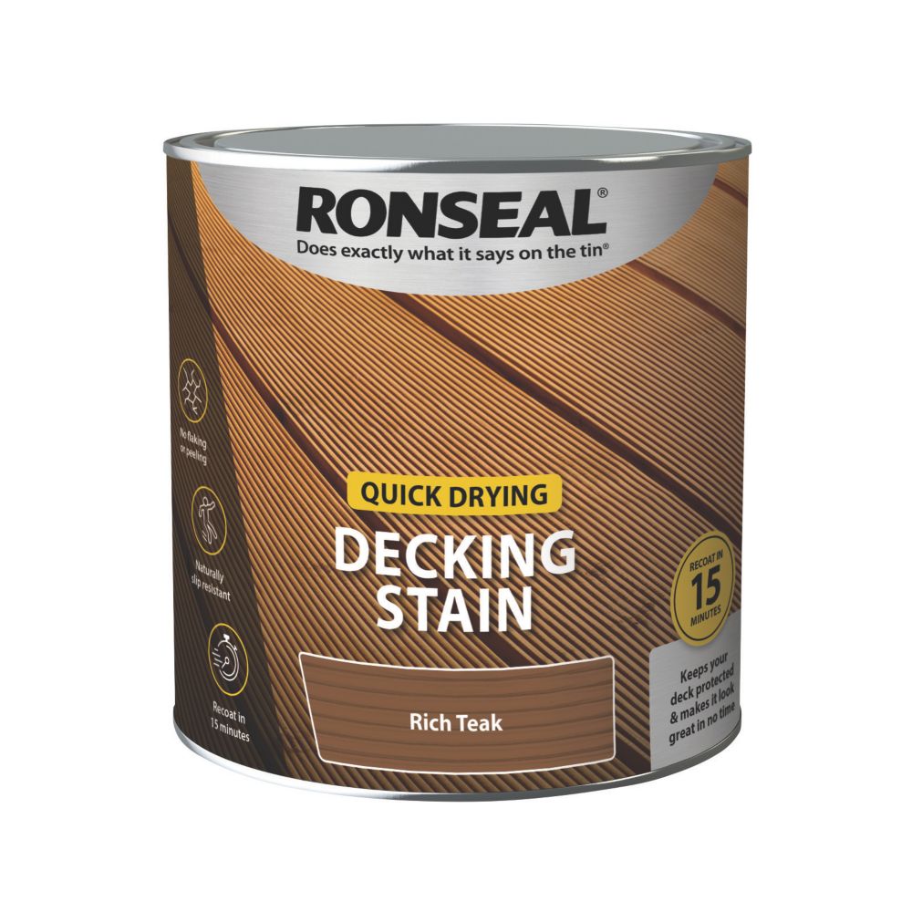 Ronseal Quick Drying 2.5Ltr Rich Teak Anti Slip Decking Stain