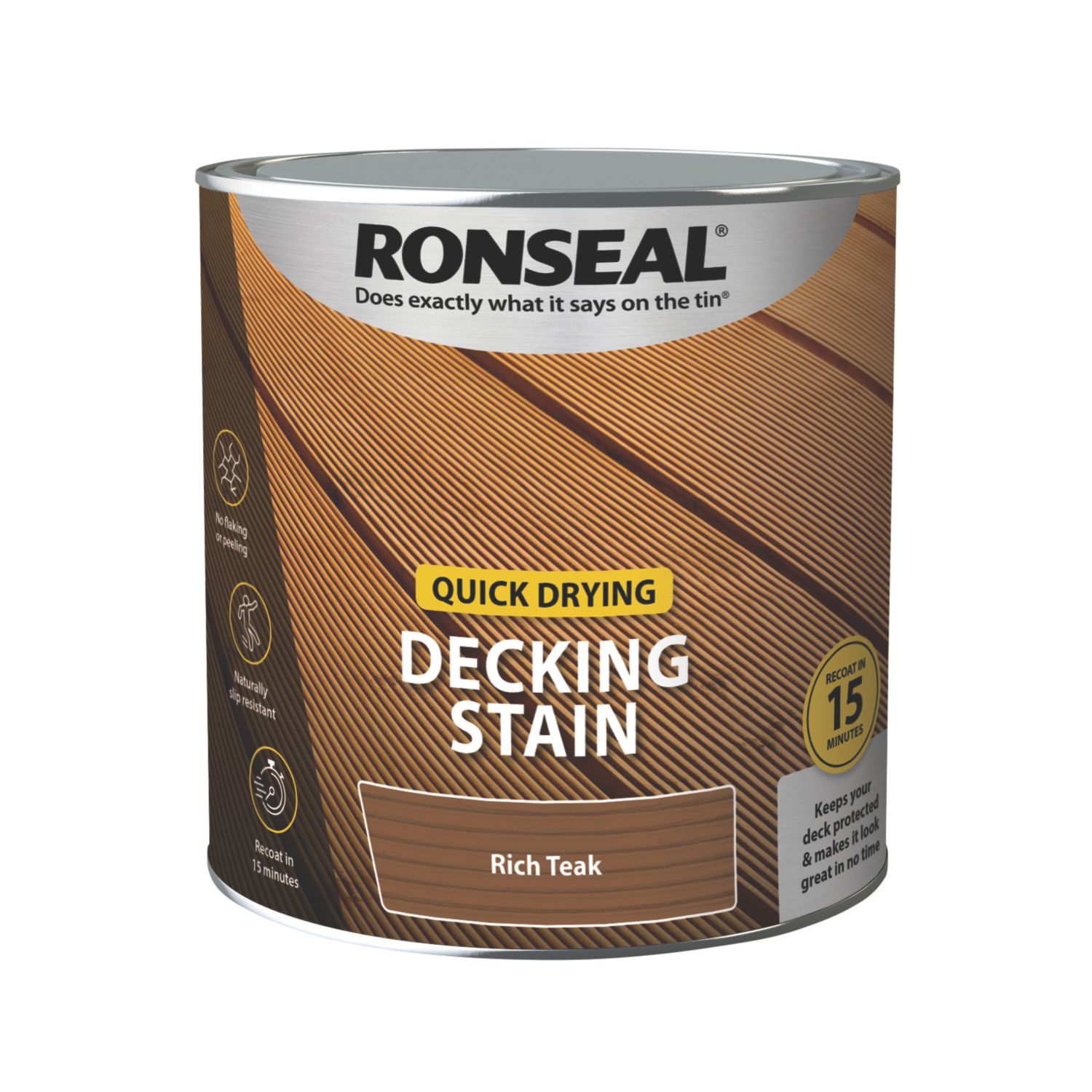 Ronseal Quick Drying 2.5Ltr Rich Teak Anti Slip Decking Stain (438VT)