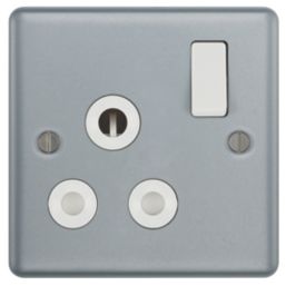 British General   15A 1-Gang DP Switched Metal Clad Round Pin Socket  with White Inserts
