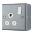 British General   15A 1-Gang DP Switched Metal Clad Round Pin Socket  with White Inserts