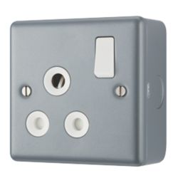 British General   15A 1-Gang DP Switched Metal Clad Round Pin Socket  with White Inserts