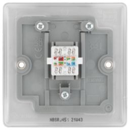 British General Nexus Metal 1-Gang RJ45 Ethernet Socket Brushed Steel