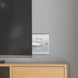 British General Nexus Metal 1-Gang RJ45 Ethernet Socket Brushed Steel