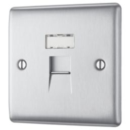 British General Nexus Metal 1-Gang RJ45 Ethernet Socket Brushed Steel