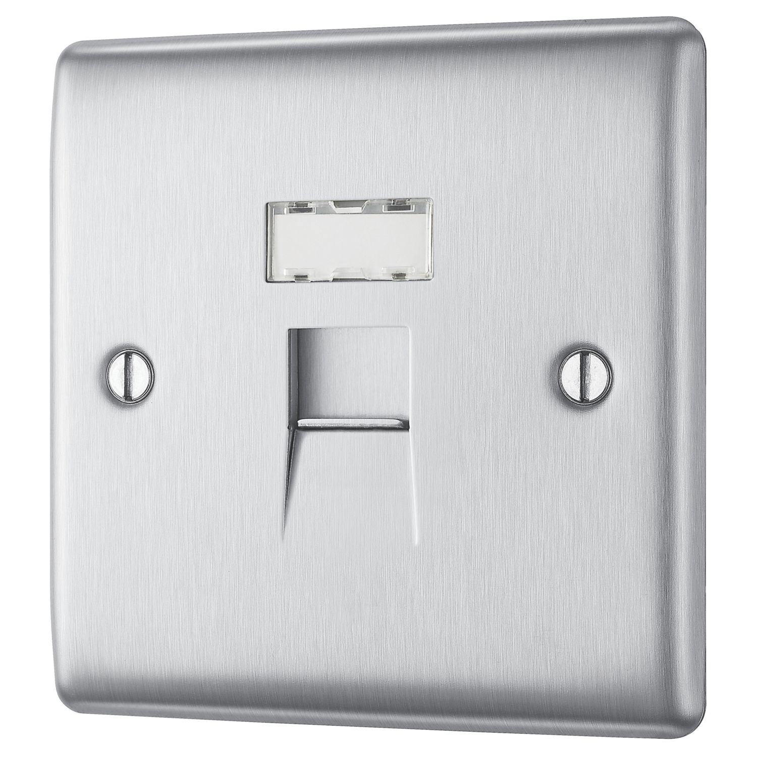 British General Nexus Metal 1-Gang RJ45 Ethernet Socket Brushed Steel (438XG)