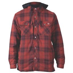 Dickies Fleece Hood Flannel Shirt   Jacket Red 2X Large 44" Chest