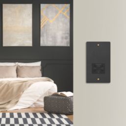 Varilight  2-Gang Dual Voltage Shaver Socket 115 / 230V Matt Black with Black Inserts