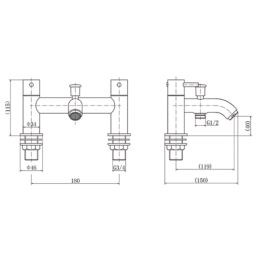 ETAL Bounce Chrome 142mm Deck Mounted Dual Control Manual Shower Mixer Tap