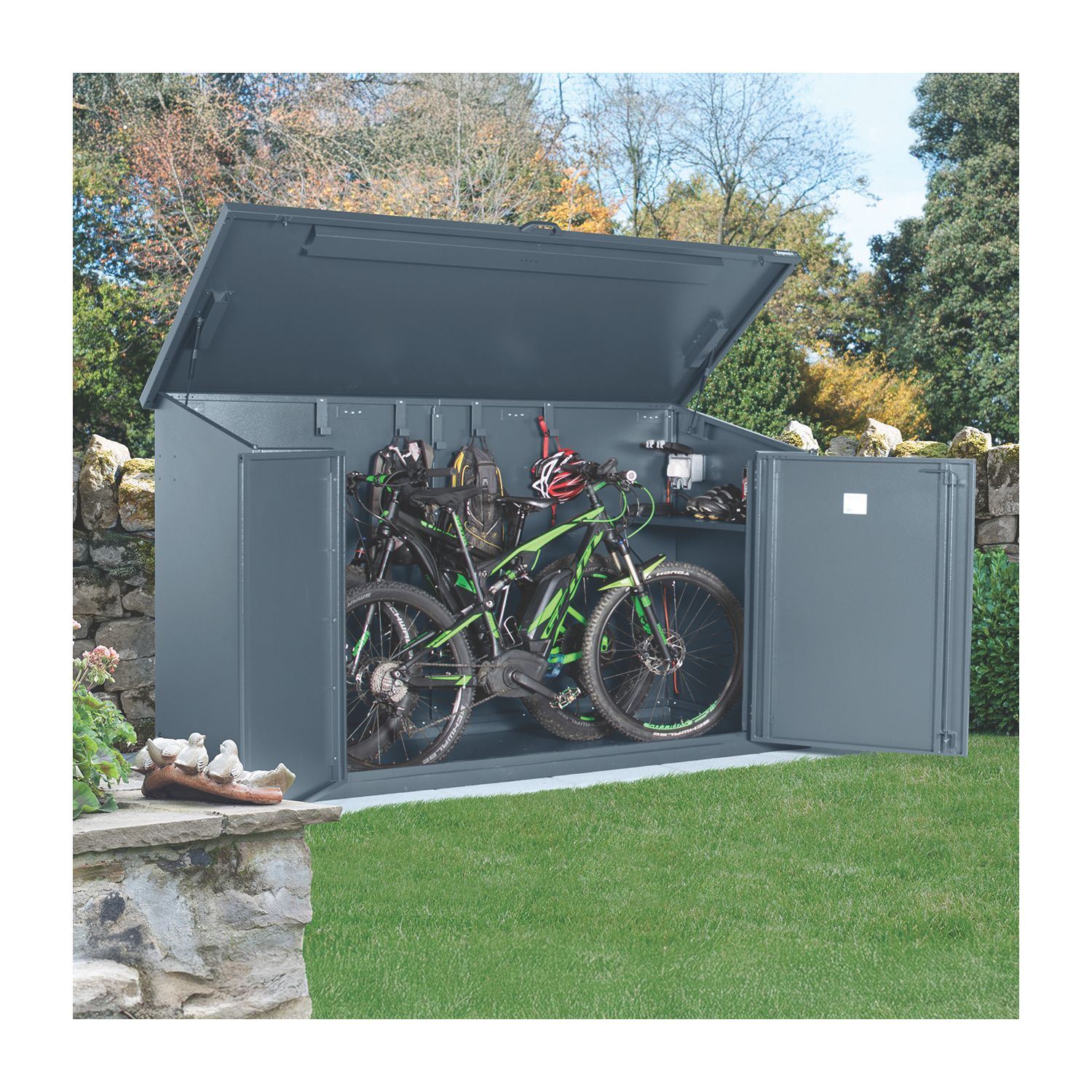 Asgard Max E Plus 8' x 3' (Nominal) Pent Metal Bike Store Grey (439AW)