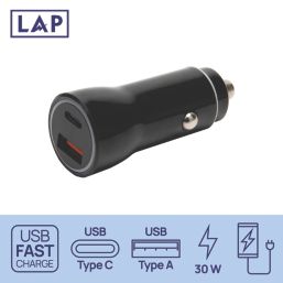LAP  2 Outlet Type A & C In-Car Charger 12V