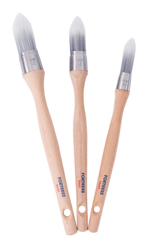 Fortress Trade Round Paint Brush Set 3 Pieces Screwfix