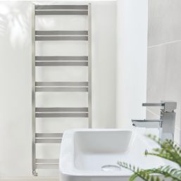 Time 1490mm x 530mm 1657BTU Silver Flat Designer Towel Radiator