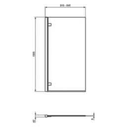 Ideal Standard i.life Frameless Silver Hinged Bath Screen Left-Handed 815-840mm x 1505mm