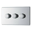 LAP  3-Gang 2-Way LED Dimmer Switch  Polished Chrome with Colour-Matched Inserts