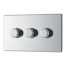 LAP  3-Gang 2-Way LED Dimmer Switch  Polished Chrome with Colour-Matched Inserts