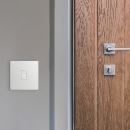 British General Evolve 10A 1-Gang 1-Way Press Switch Pearlescent White with White Inserts