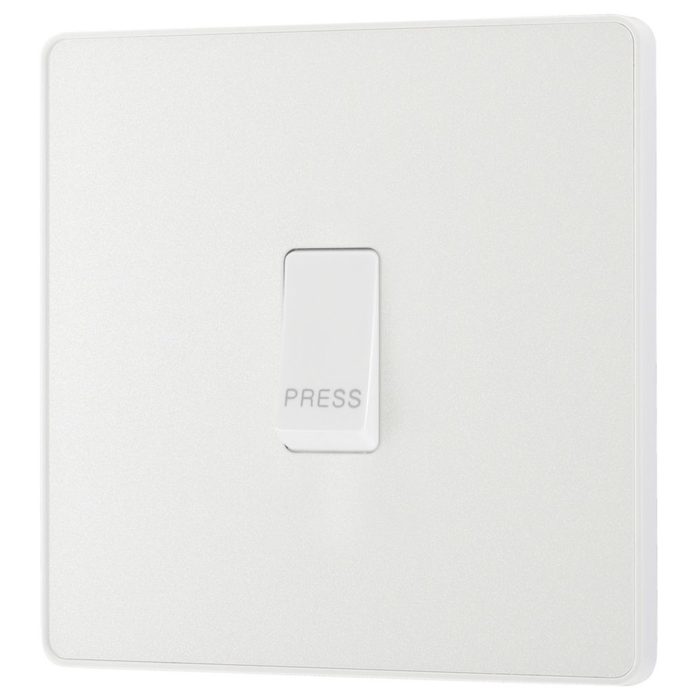 British General Evolve 10A 1-Gang 1-Way Bell Push Switch Pearlescent White with White Inserts
