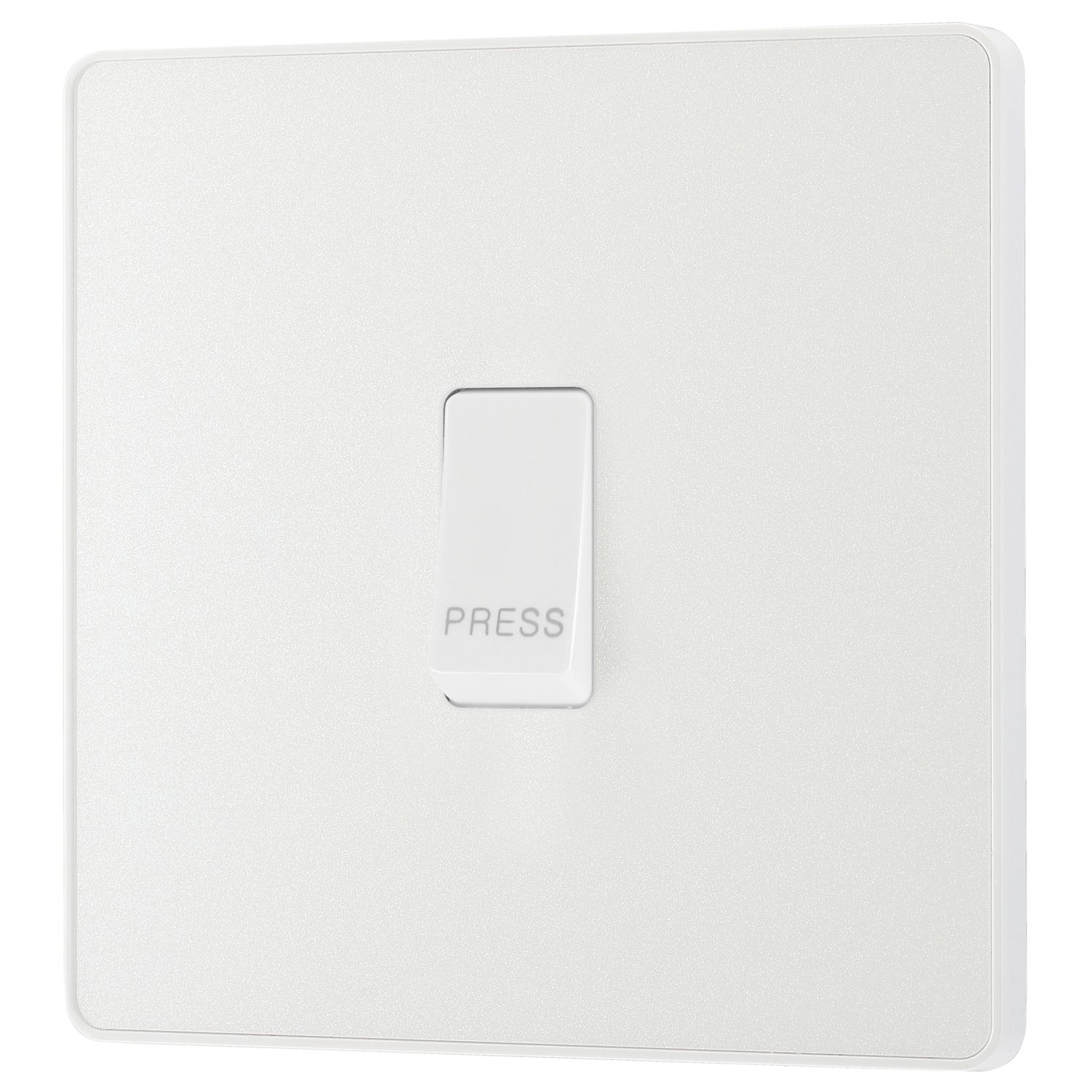 British General Evolve 10A 1-Gang 1-Way Press Switch Pearlescent White with White Inserts (439PY)
