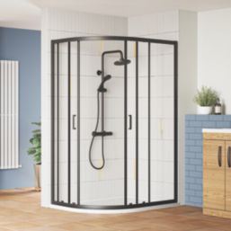 ETAL  Framed Offset Quadrant Shower Enclosure & Tray LH Matt Black 1180mm x 880mm x 1940mm