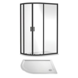 ETAL  Framed Offset Quadrant Shower Enclosure & Tray LH Matt Black 1180mm x 880mm x 1940mm