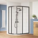 ETAL  Framed Offset Quadrant Shower Enclosure & Tray LH Matt Black 1180mm x 880mm x 1940mm