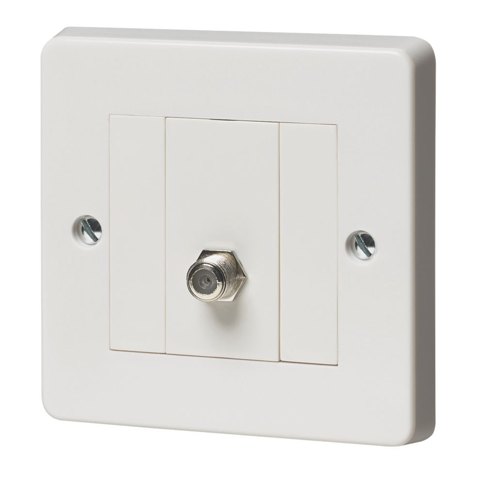 Crabtree Capital 1-Gang F-Type Satellite Socket White with Colour-Matched Inserts