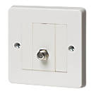 Crabtree Capital 1-Gang F-Type Satellite Socket White with Colour-Matched Inserts
