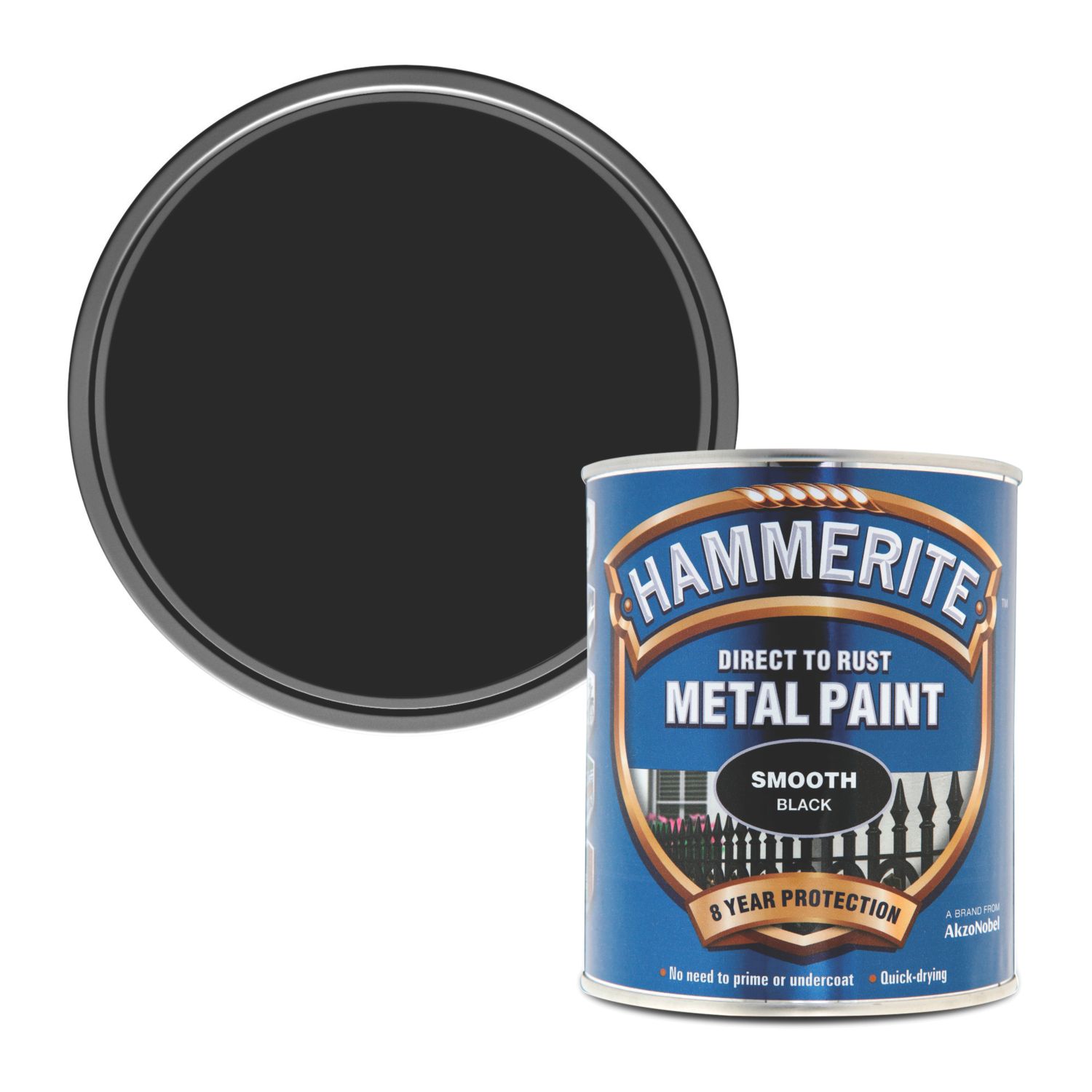 Hammerite 750ml Black Smooth Anti Corrosive Metal Paint (44048)